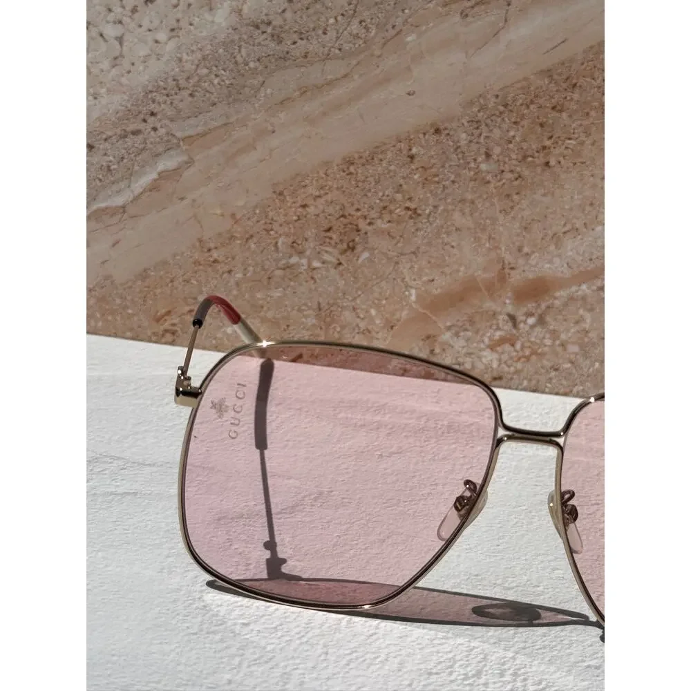 NEW Gucci GG0394S Gold Pink Lens Sunglasses RARE - Picture 6 of 10